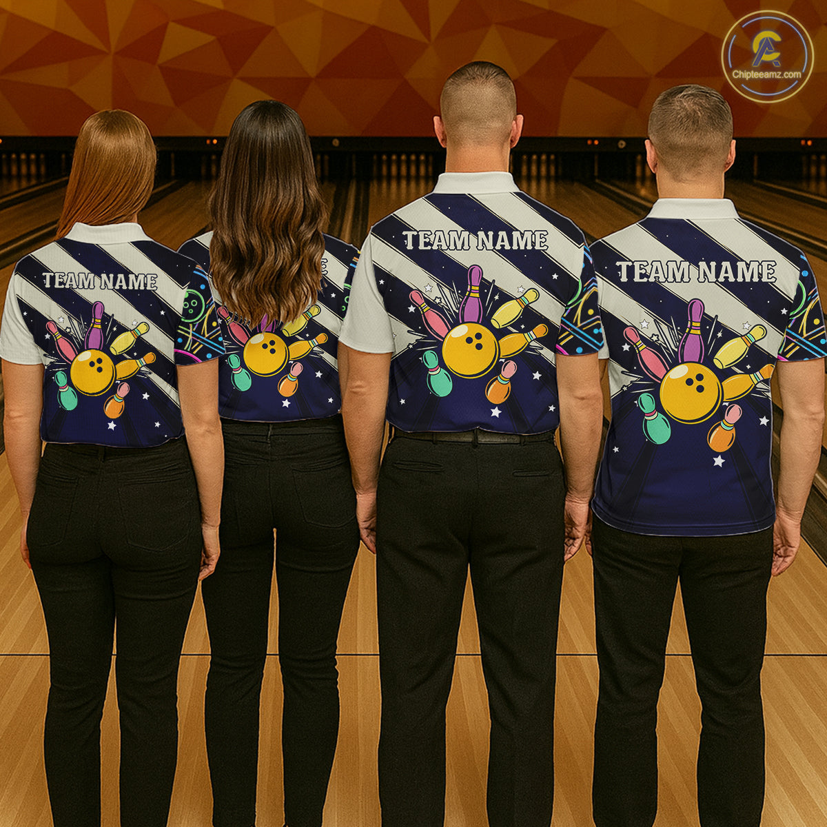 Personalized Funny Neon Bowling Shirt For Women, Retro Bowling Team Jersey Polo & 1/4 Zip TDM6461
