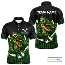 Load image into Gallery viewer, Black And Green Funny Sauropod Darts Shirt For Men Custom Darts Jersey Team Polo &amp; 1/4 Zip TDM5917