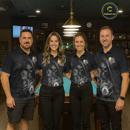 Custom Grim Reaper 8 Ball & 9 Ball Smoke Billiard Shirt For Women, Pool Team Jersey Polo & 1/4 Zip TDM6496