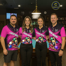 Load image into Gallery viewer, Pink And Black Billiard Jersey For Women Custom Pool Balls Billiard Team Shirt Polo &amp; 1/4 Zip TDM6329