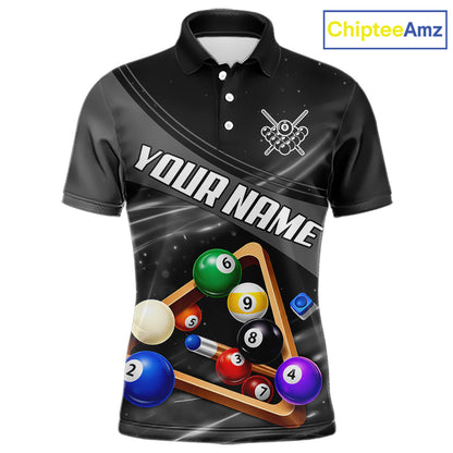 Grey And Black Billiard Jersey For Men Custom Pool Balls Billiard Team Shirt Polo & 1/4 Zip TDM6330