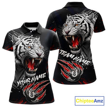 Load image into Gallery viewer, Personalized Tiger 8 Ball Pool Billiard Shirt For Women, Billiard Team Jersey Polo &amp; 1/4 Zip |Red TDM5495