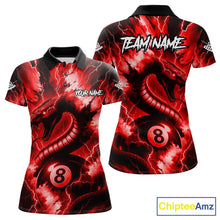 Load image into Gallery viewer, Red 8 Ball Thunder Lightning Cobra Snake Billiard Shirt For Women Custom Billiard League Pool Jersey TDM4840