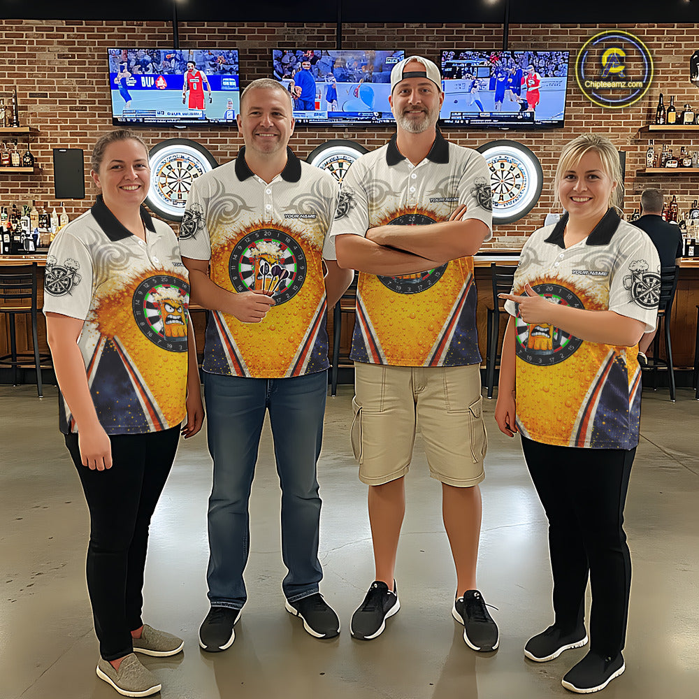 Funny Yellow Angry Beer Darts Shirt For Women Custom Darts Jersey Team Polo & Quarter Zip TDM5569