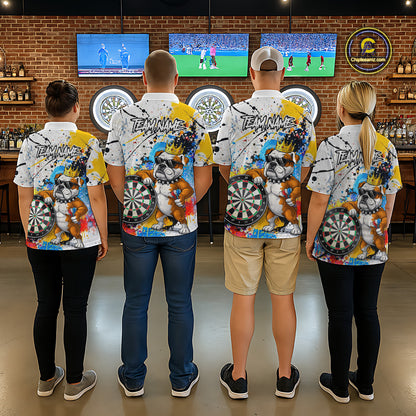 Funny Bulldog Colorful Darts Shirt For Women Custom Darts Jersey Team Polo & 1/4 Zip, Darts Gifts TDM5838