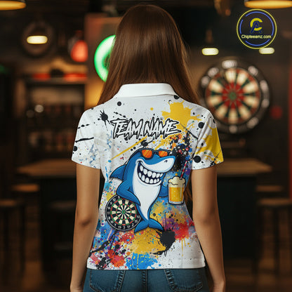 Personalized Funny Shark Colorful Darts Shirt For Women Custom Darts Jersey Team Polo & Quarter Zip TDM5839