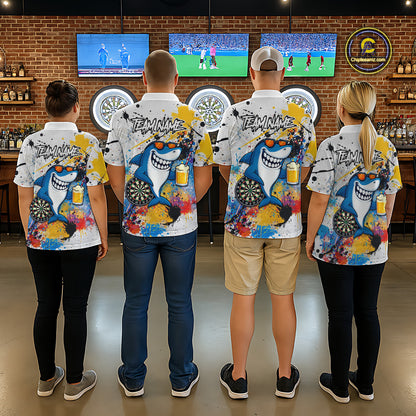 Personalized Funny Shark Colorful Darts Shirt For Women Custom Darts Jersey Team Polo & Quarter Zip TDM5839