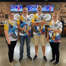 Load image into Gallery viewer, Personalized Funny Shark Colorful Darts Shirt For Women Custom Darts Jersey Team Polo &amp; Quarter Zip TDM5839