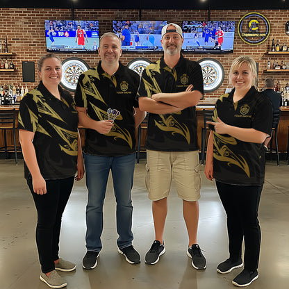 Black And Gold Dartboard Tribal Darts Polo & 1/4 Zip Custom Darts Shirt For Women, Darts Team Jersey TDM5366
