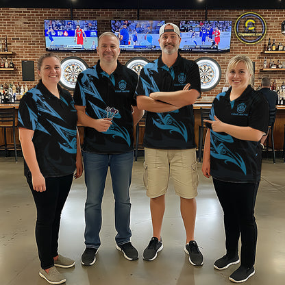 Black And Blue Dartboard Tribal Darts Polo & 1/4 Zip Custom Darts Shirt For Men, Darts Jersey TDM5368