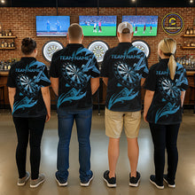 Load image into Gallery viewer, Black And Blue Dartboard Tribal Darts Polo &amp; 1/4 Zip Custom Darts Shirt For Women, Darts Jersey TDM5368