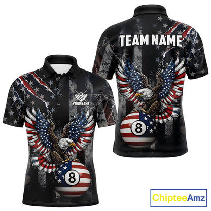Grunge American Flag Eagle Patriotic Billiard Shirt For Men Custom 8 Ball Pool Team Jersey TDM5379
