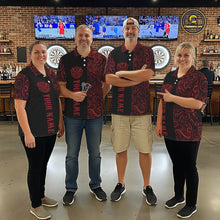 Load image into Gallery viewer, Black And Red Custom Tribal Darts Shirt For Women, Personalized Darts Jersey Team Polo &amp; Quarter Zip TDM5391