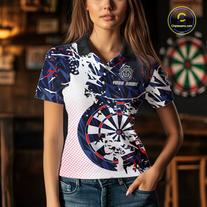 Personalized Paint Splash Darts Shirt For Women Custom Darts Jersey Team Polo & 1/4 Zip |Red TDM6063