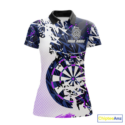 Personalized Paint Splash Darts Shirt For Women Custom Darts Jersey Team Polo & 1/4 Zip |Purple TDM6064