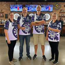 Load image into Gallery viewer, Personalized Paint Splash Darts Shirt For Men Custom Darts Jersey Team Polo &amp; 1/4 Zip |Purple TDM6064