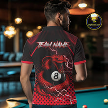 Load image into Gallery viewer, Personalized Red 8 Ball Lightning Cobra Snake Men's Billiards Shirts Custom Pool Team Jerseys TDM5197