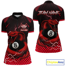 Load image into Gallery viewer, Personalized Red 8 Ball Lightning Cobra Snake Women's Billiards Shirts Custom Pool Team Jerseys TDM5197