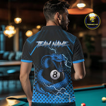 Load image into Gallery viewer, Personalized Blue 8 Ball Lightning Cobra Snake Men's Billiards Shirts Custom Pool Team Jerseys TDM5198
