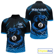 Load image into Gallery viewer, Personalized Blue 8 Ball Lightning Cobra Snake Men's Billiards Shirts Custom Pool Team Jerseys TDM5198