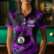 Load image into Gallery viewer, Personalized Purple 8 Ball Lightning Cobra Snake Women's Billiards Shirts Custom Pool Team Jerseys TDM5199