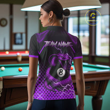 Load image into Gallery viewer, Personalized Purple 8 Ball Lightning Cobra Snake Women's Billiards Shirts Custom Pool Team Jerseys TDM5199
