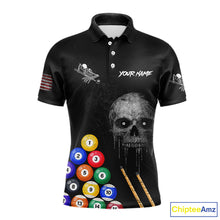 Load image into Gallery viewer, Personalized Grunge Skull Billiard Shirt For Men Custom Pool Team Jersey Polo &amp; 1/4 Zip TDM5920