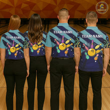 Load image into Gallery viewer, Personalized Funny Neon Bowing Shirt For Women, Retro Bowling Team Jersey Polo &amp; 1/4 Zip | Teal TDM6187