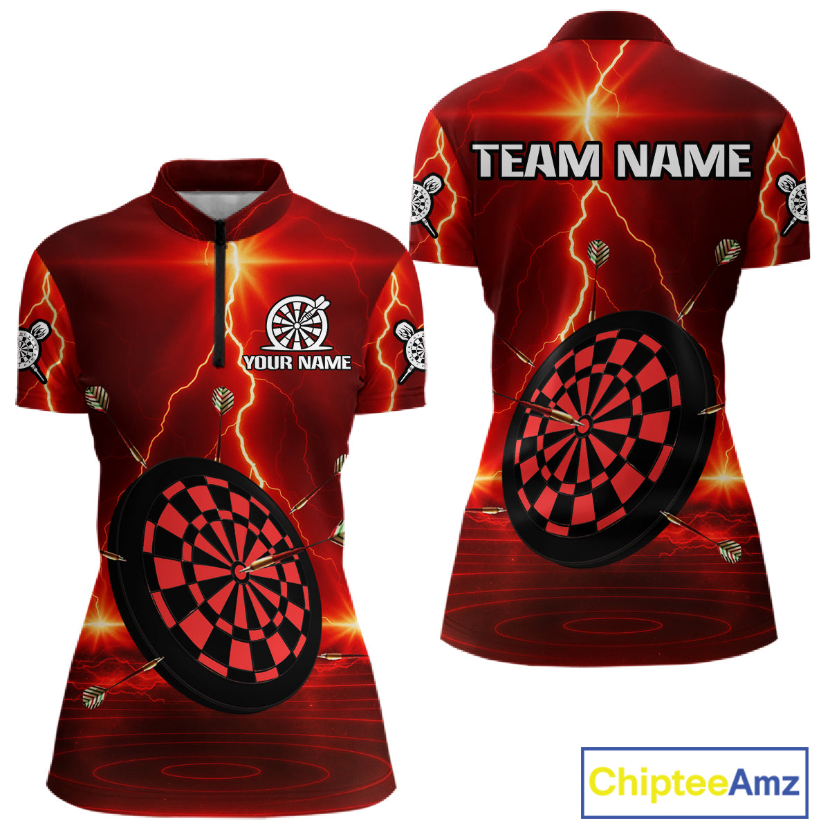 Personalized Dartboard Thunder Lightning Red Darts Shirt For Women Custom Glowing Darts Team Jersey TDM4919