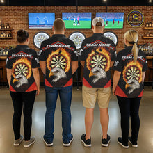 Load image into Gallery viewer, Black And Red Flaming Dartboard Eagle Darts Shirt For Men Custom Darts Jersey Team Polo &amp; 1/4 Zip TDM6007