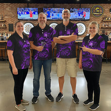 Load image into Gallery viewer, Custom Purple Smokes Grunge Skull Men Darts Polo Shirt US Flag Skull Dart League Jerseys NYN2124