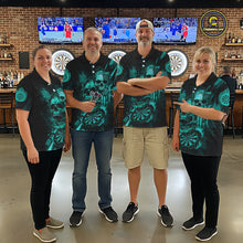 Load image into Gallery viewer, Custom Turquoise Smokes Grunge Skull Men Darts Quarter- Zip Shirt US Flag Skull Dart League Jerseys NYN2125