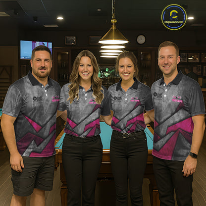 Ball Pool Billiard Polo & 1/4-Zip Shirt For Women Custom Light Pink 8 Ball Billiard Team Attire NYN2385