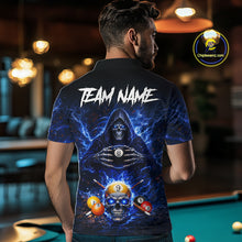 Load image into Gallery viewer, Blue Flames Grim Reaper Pool 8 Ball &amp; 9 Ball Billiard Shirt For Men Custom Billiard Team Jerseys NYN2630