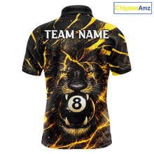 Load image into Gallery viewer, Black And Yellow Tiger Crown 8 Ball Pool Billiard Shirt For Men Personalized Billiard Team Apparel NYN2632