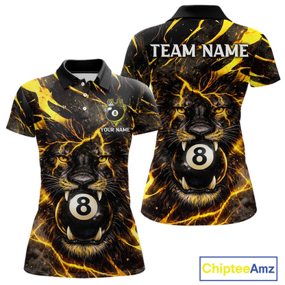Black And Yellow Tiger Crown 8 Ball Pool Billiard Shirt For Women Personalized Billiard Team Apparel NYN2632