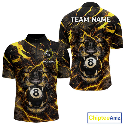 Black And Yellow Tiger Crown 8 Ball Pool Billiard Shirt For Men Personalized Billiard Team Apparel NYN2632