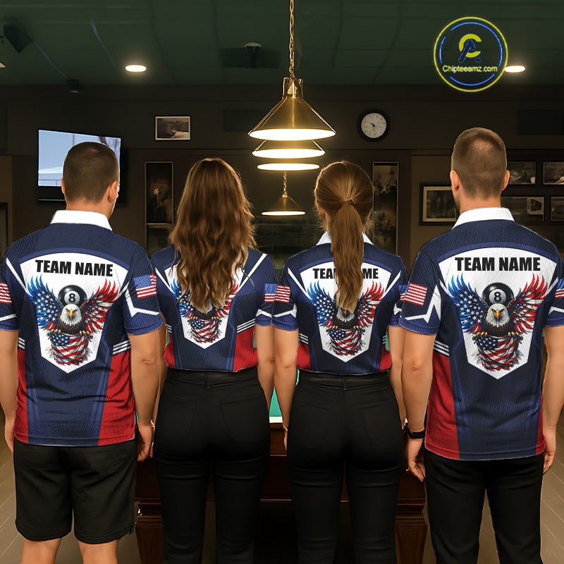 250 Years Freedom Eagle 8 Ball 9 Ball Pool Women Billiard Shirt Custom American Flag Billiard Apparel NYN2634