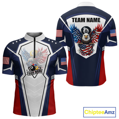 250 Years Freedom Eagle 8 Ball 9 Ball Pool Men Billiard Shirt Custom American Flag Billiard Apparel NYN2634