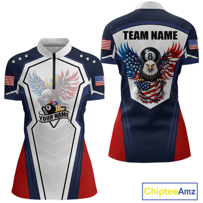 250 Years Freedom Eagle 8 Ball 9 Ball Pool Women Billiard Shirt Custom American Flag Billiard Apparel NYN2634