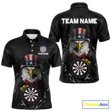 Load image into Gallery viewer, Custom Patriotic Funny Eagle Dartboard Men Darts Polo &amp; Quarter-Zip Shirt Personalized Dart Jerseys NYN2771