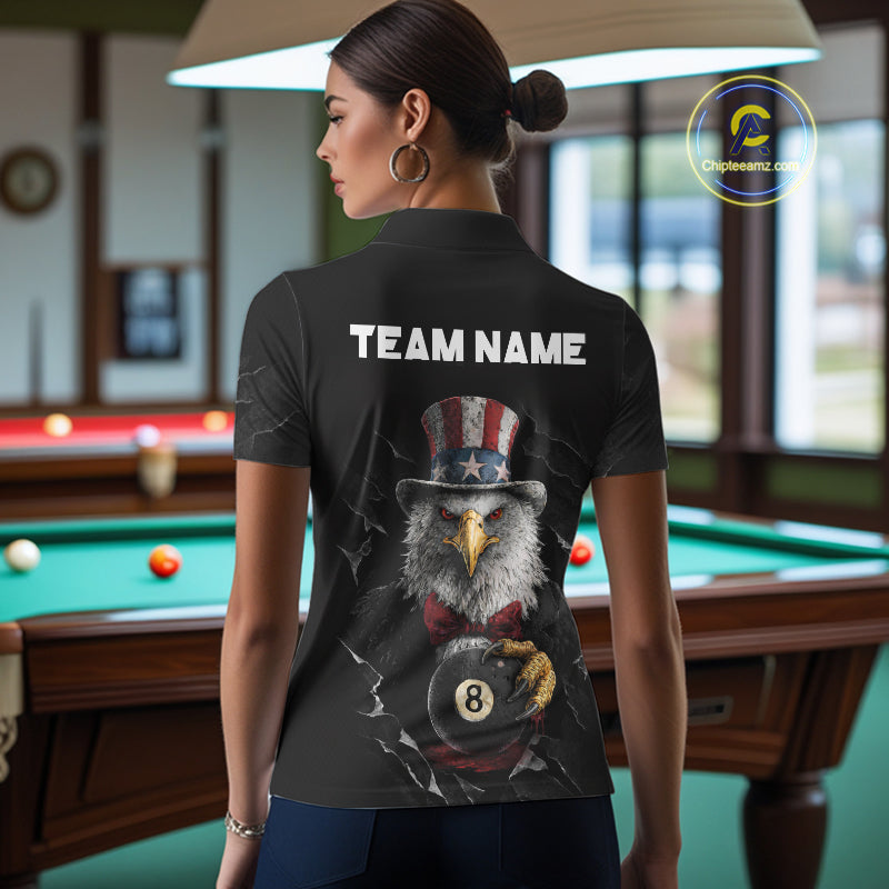 Red Dripping Patriotic Funny Eagle 8 Ball Women Billiard Pool Shirt Personalized Billiard Team Jerseys NYN2772