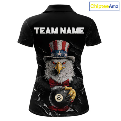 Red Dripping Patriotic Funny Eagle 8 Ball Women Billiard Pool Shirt Personalized Billiard Team Jerseys NYN2772