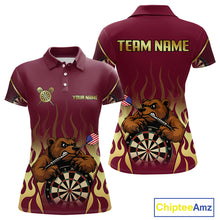 Load image into Gallery viewer, US Flag Dart Arrow Custom Brown Bear Dart Shirt For Women, Dart Team Jerseys NYN0091