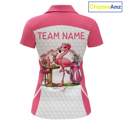 Womens Funny Golf Shirts Pub Flamingo Golf Clothing Custom Golf Team Polo, Golf Upf Shirts NYN2997