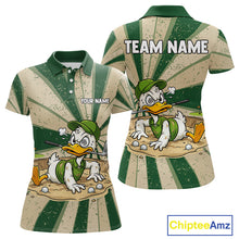 Load image into Gallery viewer, Womens Funny Duck Golf Shirts Grunge Green Beige Golf Clothing Custom Golf Team Polo, Golf Upf Shirts NYN2998