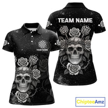 Load image into Gallery viewer, Roses Skull Dart Arrows Women's Grunge Darts Shirt - Custom Name For Darts Jersey NYN0442