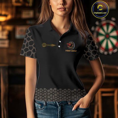 Dark Brown Cobra & Dart Arrow Women's Darts Shirt - Custom Name For Darts Jersey NYN0443