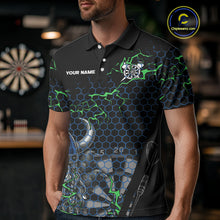 Load image into Gallery viewer, Blue Horned Warrior Skull Men's Dart Shirt - Personalized Name For Darts Jersey NYN0446