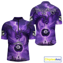 Load image into Gallery viewer, Dragon Light 8 Ball Men Billiard Polo &amp; 1/4-Zip Shirt Custom Pool Team Billiard Shirts|Purple NYN2402